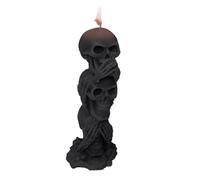 Candela con testa di scheletro,con teschio - di Halloween Candela con statuetta a 3 teste di teschio | di Halloween Non senti il male Non vedi il male Parla per decorazioni fantasma per la festa di