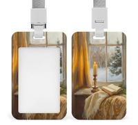Candela della vigilia di Natale sul davanzale della finestra Porta badge ID clip retrattile porta carte di credito protezione nome badge etichetta per lavoro ufficio medico infermiera