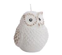 Candela di alta qualità a forma di gufo bianco con dettagli dorati e glitter, dimensioni: 7 x 7 x 8 cm (lunghezza x larghezza x altezza)