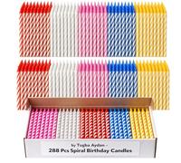 Candela di compleanno - 288 candele di compleanno in colori misti per torte, candele per torte di compleanno, piccole candele per feste