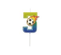 Candela di Compleanno calcio numero da 0 a 9 - Numero 3 - Decorazione di Torta di Buon Compleanno per Festa di Compleanno 6cm