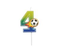 Candela di Compleanno calcio numero da 0 a 9 - Numero 4 - Decorazione di Torta di Buon Compleanno per Festa di Compleanno 6cm