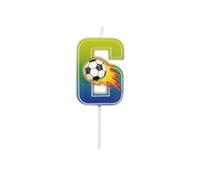 Candela di Compleanno calcio numero da 0 a 9 - Numero 6 - Decorazione di Torta di Buon Compleanno per Festa di Compleanno 6cm