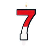 Candela di Compleanno, Candela di Compleanno Rossa e Bianca dei Cartoni Animati Candela del Numero Della Torta per le Forniture Della Festa di Compleanno dei Cartoni Animati (Numero 7)