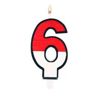 Candela di Compleanno, Candela di Compleanno Rossa e Bianca dei Cartoni Animati Candela del Numero Della Torta per le Forniture Della Festa di Compleanno dei Cartoni Animati (Numero 6)