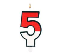 Candela di Compleanno, Candela di Compleanno Rossa e Bianca dei Cartoni Animati Candela del Numero Della Torta per le Forniture Della Festa di Compleanno dei Cartoni Animati (Numero 5)