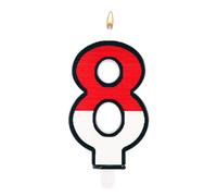 Candela di Compleanno, Candela di Compleanno Rossa e Bianca dei Cartoni Animati Candela del Numero Della Torta per le Forniture Della Festa di Compleanno dei Cartoni Animati (Numero 8)