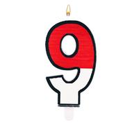 Candela di Compleanno, Candela di Compleanno Rossa e Bianca dei Cartoni Animati Candela del Numero Della Torta per le Forniture Della Festa di Compleanno dei Cartoni Animati (Numero 9)
