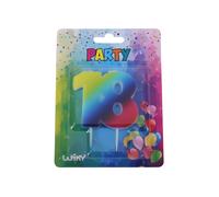 Candela di compleanno numero 18 arcobaleno