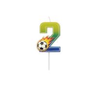 Candela di Compleanno pallone calcio numero da 0 a 9 - Numero 2 - Decorazione di Torta di Buon Compleanno per Festa di Compleanno 6cm