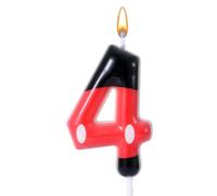 Candela di Compleanno Rossa e Nera con Numeri, Candele di Compleanno a Tema Cartone Animato Numeri Candela di Compleanno Rossa con Numero di Paraffina Decorazione per Torta (Numero 4)