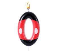 Candela di Compleanno Rossa e Nera con Numeri, Candele di Compleanno a Tema Cartone Animato Numeri Candela di Compleanno Rossa con Numero di Paraffina Decorazione per Torta (Numero 0)