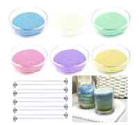 Candela di sabbia 6 colori Polvere per candele Granulato per candele Cera colorata per candele con set di stoppini Sabbia per candele con 10 stoppini per la realizzazione di candele fai da te 180g
