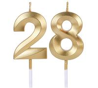 Candela dorata per 28° e 82° compleanno per torte, numero 28 82 Giltter candela topper per feste, anniversari, matrimoni, celebrazioni