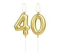 Candela Dorata per Compleanno con Numero 40, Decorazione per Torta di Compleanno e Anniversario