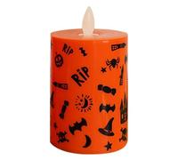 Candela elettronica, lampada da scrivania Halloween, candele decorative di Halloween a fiamma tremolante, candele elettroniche a batteria modello LED graffiti per interni