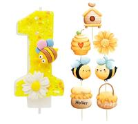 Candela Fiore Ape Da 1 Pezzo, Inserti Per Torta Da 7 Pezzi, Candeline Per Il Primo Compleanno, Candele Numeriche, Candele Dal Design Creativo, Decorazioni Per Torte Di Compleanno