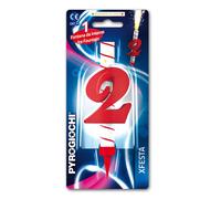 Candela fontana pirotecnica per torte Pyrogiochi numero 2 rosso