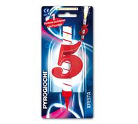 Candela fontana pirotecnica per torte Pyrogiochi numero 5 rosso