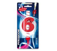 Candela fontana pirotecnica per torte Pyrogiochi numero 6 rosso
