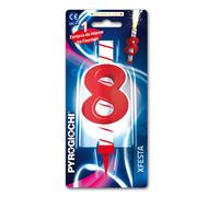 Candela fontana pirotecnica per torte Pyrogiochi numero 8 rosso