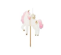 Candela forma di UNICORNO rosa e Bianco - candelina in cera per torte e dolci 9 cm circa