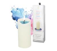 Candela Gender Reveal in Cera d'Api - It's a Boy - Cuore Blu | Arrotolata a mano, 10 cm di altezza, Ø 4,7 cm · Decorazione baby shower · Il sesso si rivela dopo ca. 25 minuti