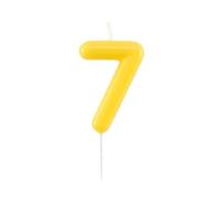 Candela GLOSSY GIALLO numero 7 - altezza 10,5cm - Candelina per Torta e dolci - candela di compleanno in cera a forma di numero (7 SETTE)