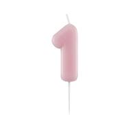 Candela GLOSSY numero 1 ROSA h 10,5cm - colore ROSA - Candelina per Torta e dolci - candela di compleanno in cera a forma di numero (1 (UNO))