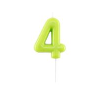Candela GLOSSY VERDE MELA numero 4 - altezza 10,5cm - Candelina per Torta e dolci - candela di compleanno in cera a forma di numero (4 QUATTRO)