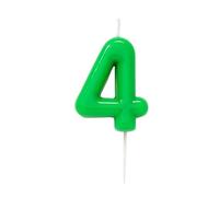 Candela GLOSSY VERDE numero 4 - altezza 10,5cm - Candelina per Torta e dolci - candela di compleanno in cera a forma di numero (4 QUATTRO)