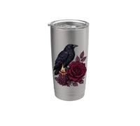 Candela gotica con corvo bordeaux rosa scuro Botanical Romance Bicchiere termico in acciaio inox doppia parete