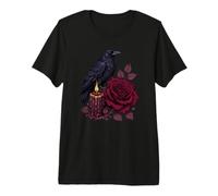 Candela Gotica con Corvo Bordeaux Rosa Scuro Botanical Romance Maglietta Premium