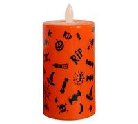Candela illuminata di Halloween, luce di candela elettronica,Luci LED di Halloween Fiamma lampeggiante interna - Ornamento elettronico della luce della batteria con motivo graffiti per scena di festa