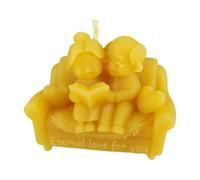 Candela in cera d'api nonni sul divano 6 cm con libro e cuscini a cuore, regalo nozze d'oro - candela decorativa colata a mano, prodotta in Germania