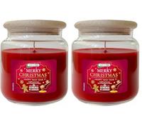 Candela in Giara di Vetro Profumata Pan di Zenzero e Miele - Regalo di Natale - Durata 80 Ore - Coperchio in legno - Cereria Di Giorgio (Confezione da 2)