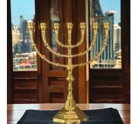 Candela in ottone Menorah 7 Seven Menora Jerusalem Temple 9" altezza 23 cm rami