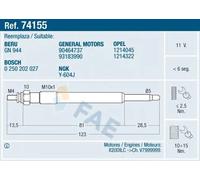Candela incandescente 74155 FAE per OPEL VECTRA B Familiare VECTRA B