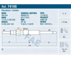 Candela incandescente 74166 FAE per BMW LAND ROVER MG OPEL ROVER
