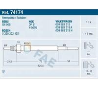Candela incandescente 74174 FAE per AUDI VW SKODA
