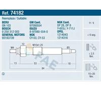 Candela incandescente 74182 FAE per OPEL ASTRA F Tre volumi CORSA B VECTRA B