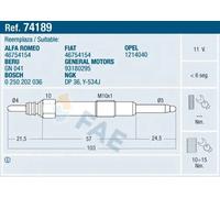 Candela incandescente 74189 FAE per ALFA ROMEO FIAT LANCIA OPEL SAAB