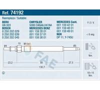 Candela incandescente 74192 FAE per MERCEDES-BENZ CHRYSLER JEEP