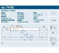 Candela incandescente 74195 FAE per OPEL HONDA