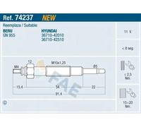 Candela incandescente 74237 FAE per HYUNDAI H100 Autobus H-1 / STAREX Autobus