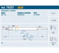 Candela incandescente 74257 FAE per OPEL INSIGNIA A ASTRA J