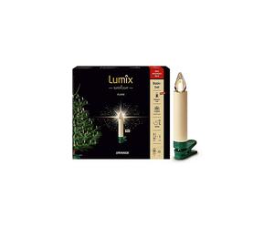 CANDELA LED KRINNER Lumix SuperLight Flame set 12 senza fili, Crema, Verde