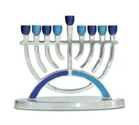 Candela Menorah classica in alluminio con glitter blu per Ner Mitzvah - Adatta a tutte le candele standard di Chanukah - Menorah moderna, artisti
