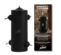 Candela nera a 7 stoppini per sciogliere blocchi e rompere lavori magici - neutralizza malocchio e chiude cicli difficili - 5,5 x 16 cm - luna calante - Las Velas de Mariano