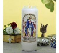 Candela Novena della Vergine Miracolosa, 17,5 cm, candela Novena - Culto cristiano in cera vegetale